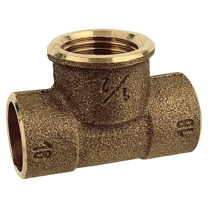T-Stück 4130g - Durchmesser: 22 mm, Innengewinde: ¾″, Rotguss - Vorderansicht