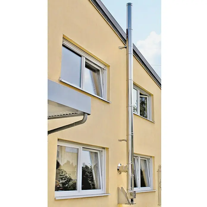 Edelstahl-Außenkamin - Durchmesser: 130 mm, Gesamtlänge: 4,8 m, Edelstahl