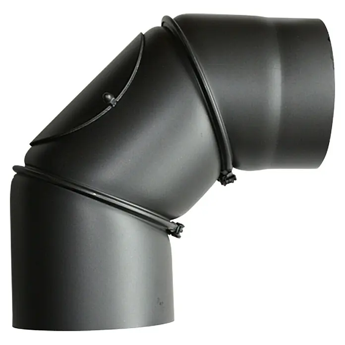 Ofenrohrbogen - Durchmesser: 150 mm, Bogenwinkel: 0 ° - 90 °, Drehbar, Senotherm lackiert, Gussgrau