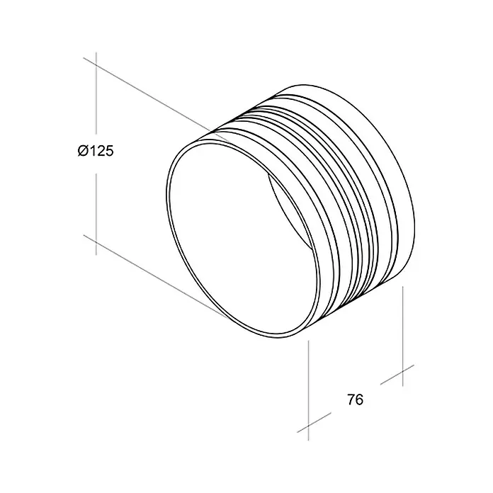 Air-Circle Spojnik za crijevo - Promjer: 125 mm, Plastika - Pogled s lijeve strane