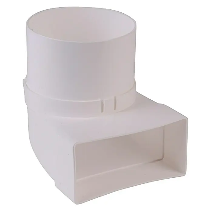 Air-Circle Okruglo-plosnato koljeno za ventilaciju - Dimenzije spojnog dijela: 111 x 54 mm, Promjer spojnog dijela: 100 mm - Pogled s desne strane
