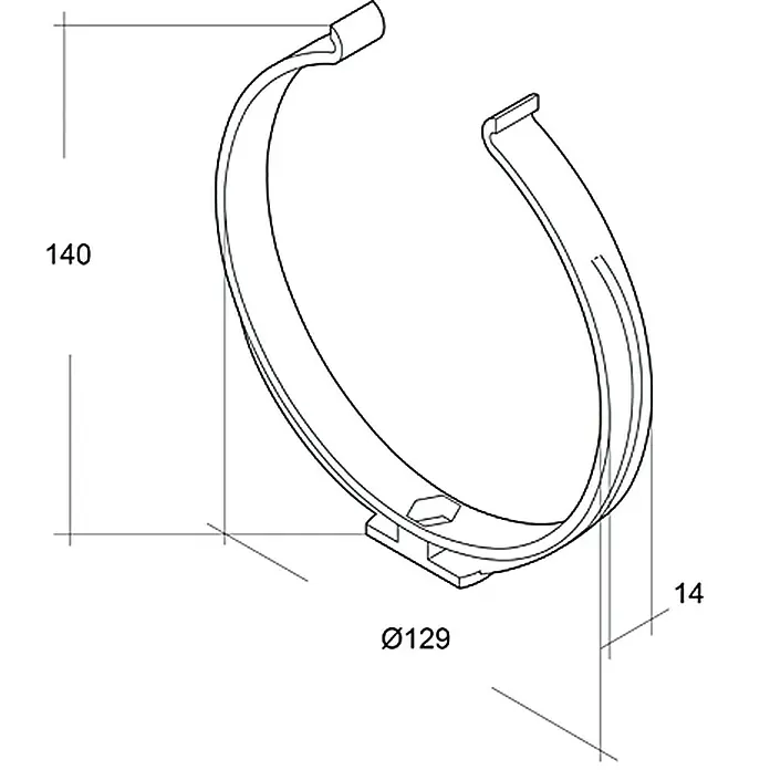 Air-Circle Nosač ventilacijske cijevi - Promjer: 125 mm - Pogled s lijeve strane
