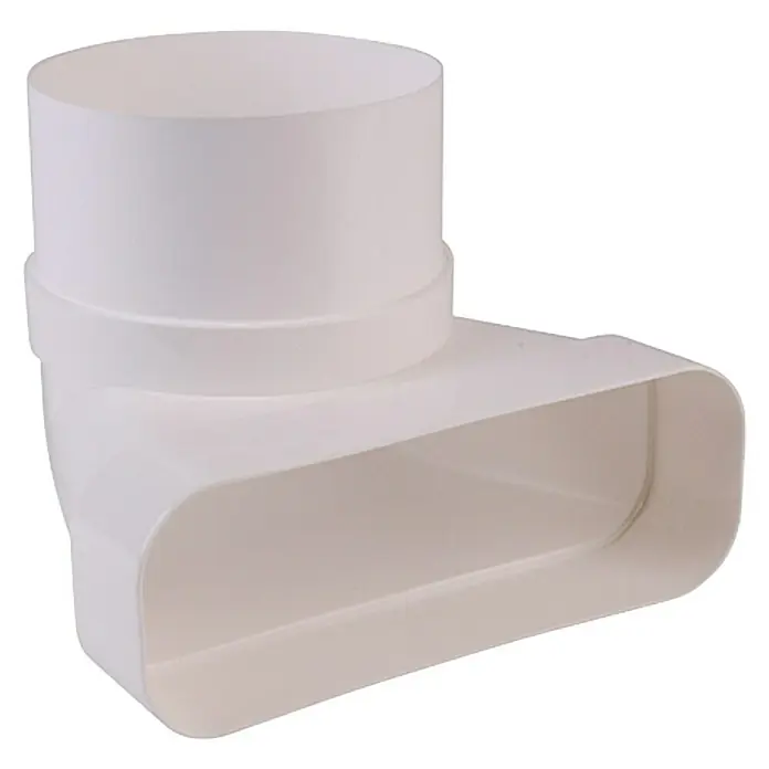 Air-Circle Koljeno za okruglu-plosnatu ventilacijsku cijev - Dimenzije spojnog dijela: 230 x 80 mm, Promjer spojnog dijela: 150 mm - Pogled s desne strane