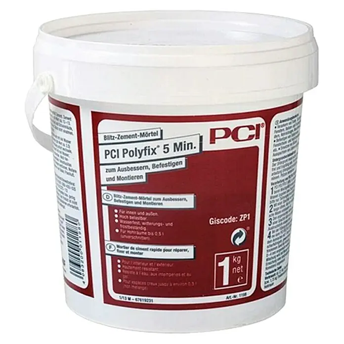 PCI Blitzzement-Mörtel Polyfix 5 Min. - 1 kg, Chloridfrei - Vorderansicht