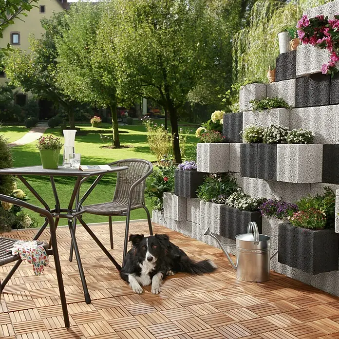 Pflanzstein Rasterstein - Anthrazit, 40 x 20 x 25 cm, Beton