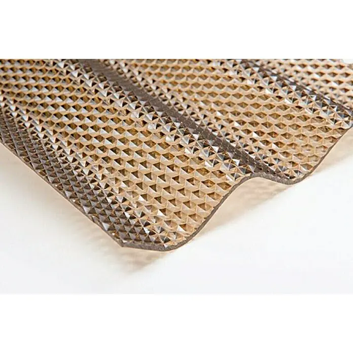PLEXIGLAS® Wellplatte Resist - 2.500 x 1.045 x 3 mm, Acrylglas (PMMA), Bronze, Wabe, Profil: 76/18 mm, Rund - Vorderansicht