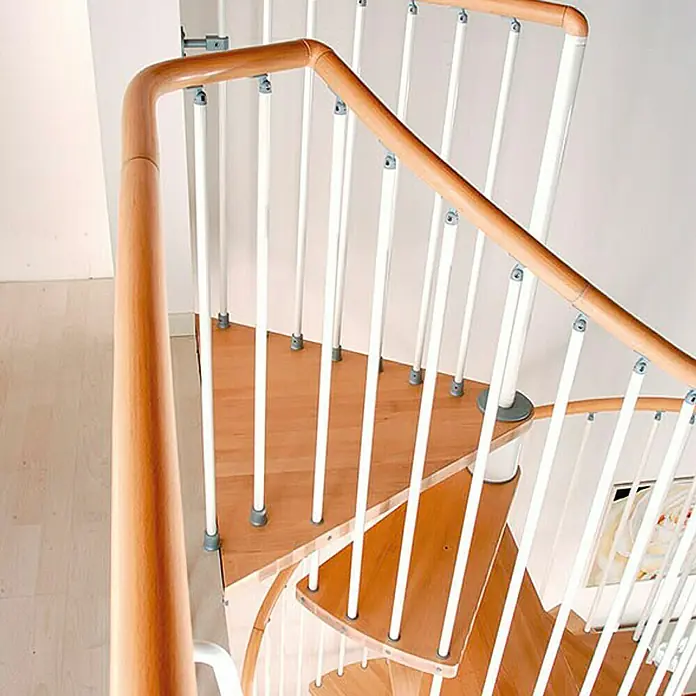 Fontanot Arké Spindeltreppe Klan - Durchmesser: 120 cm, Weiß, Farbe Stufen: Buche Hell, Geschosshöhe: 253 cm - 306 cm - Ansicht von oben