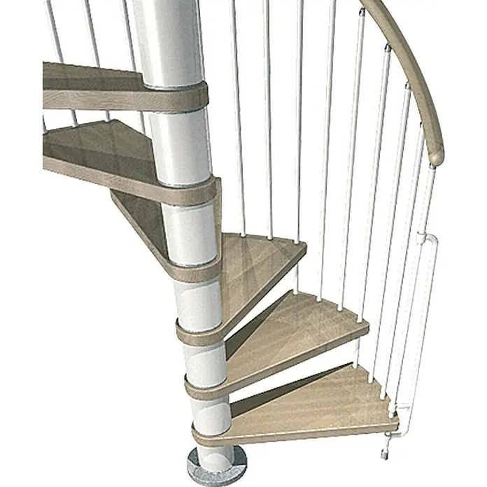 Fontanot Arké Wenteltrap Klan - Diameter: 160 cm, Wit, Kleur treden: Licht beuken, Verdiepingshoogte: 253 cm - 306 cm - Zicht van beneden