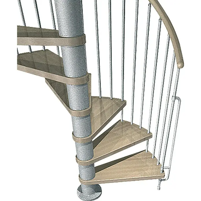 Fontanot Arké Spindeltreppe Klan - Durchmesser: 120 cm, Grau Metallic, Farbe Stufen: Buche Hell, Geschosshöhe: 253 cm - 306 cm - Ansicht von unten