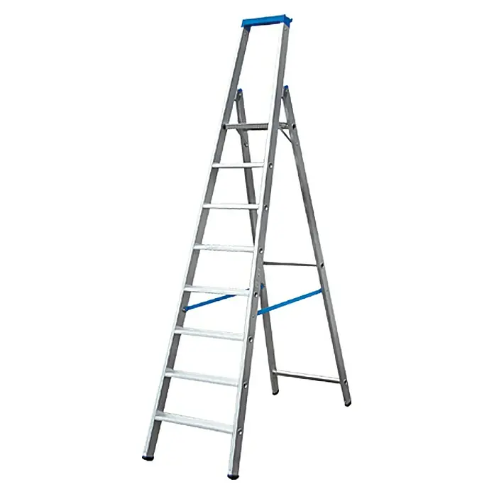 Krause Escalera de tijera - 8 escalones, Altura de trabajo: 3,9 m, Aluminio