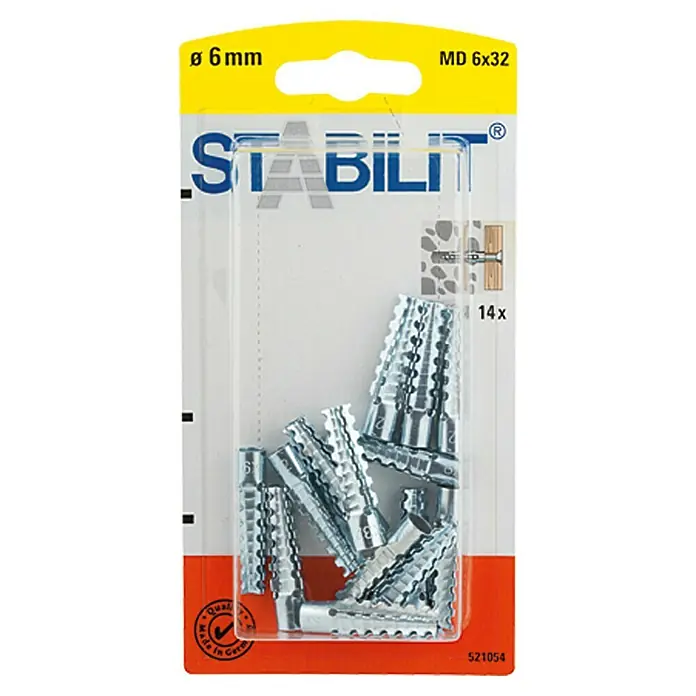 Stabilit Metalna univerzalna tipla - Promjer tiple: 6 mm, Duljina tiple: 32 mm, Prikladno za: Puni građevinski materijali i cigla, 14 kom - Pogled sprijeda