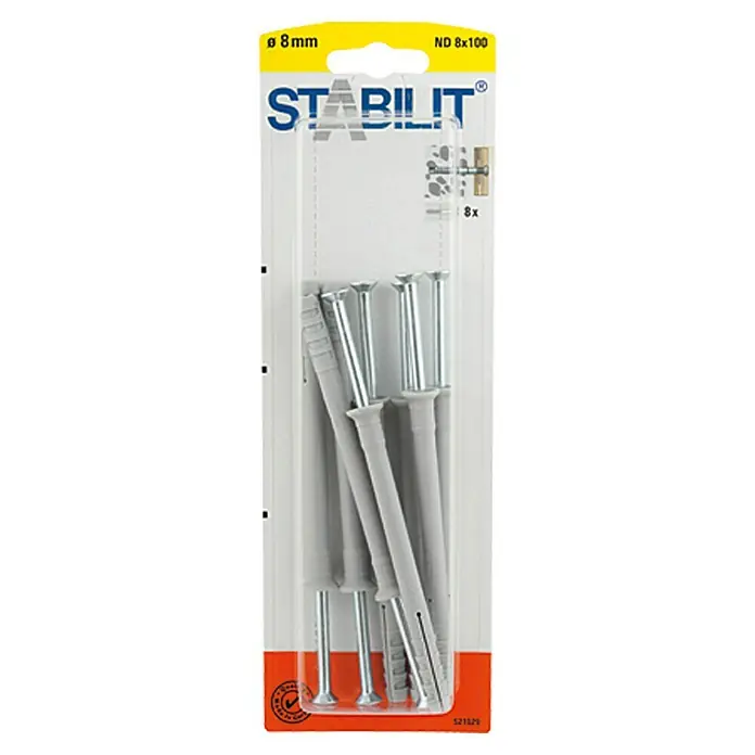 Stabilit Udarna tipla ND - Promjer tiple: 8 mm, Duljina tiple: 100 mm, Prikladno za: Puni građevinski materijali i cigla, 8 kom - Pogled sprijeda