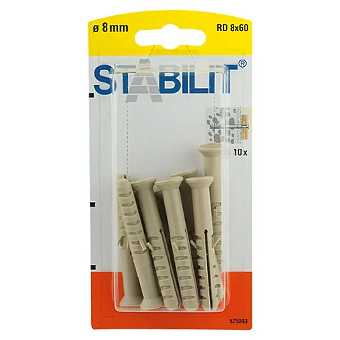 Stabilit Univerzalni vijci za sve namjene - Promjer tiple: 8 mm, Duljina tiple: 60 mm, Plastika, 10 kom - Pogled sprijeda