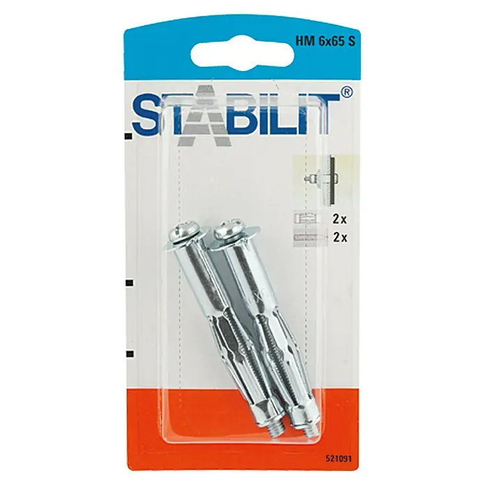 Stabilit Metalna tipla za šupljine HM 6 X 65 S - Promjer provrta: 12 mm, Duljina tiple: 65 mm, 2 kom, M 6 - Pogled sprijeda