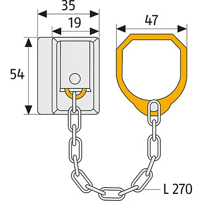 Abus Türgriffkette SK 89 - Kettenlänge: 27 cm, Stahl gehärtet - Vorderansicht