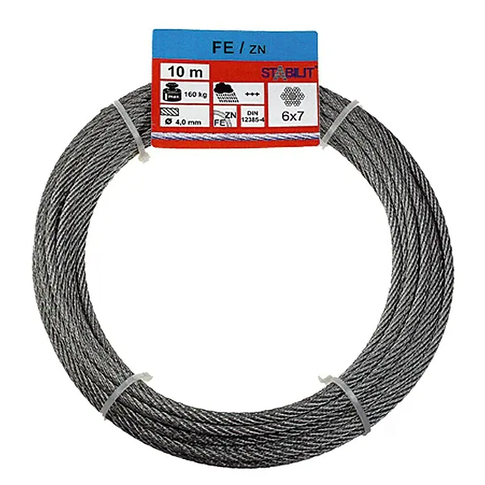 Stabilit Sajla - Ø x D: 4 mm x 10 m, Opteretivost: 160 kg, Čelik - Pogled sprijeda