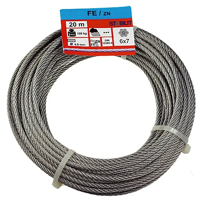 Stabilit Drahtseil - Ø x L: 4 mm x 20 m, Belastbarkeit: 160 kg, Stahl - Vorderansicht