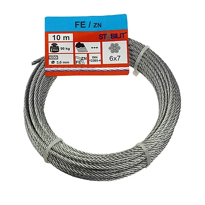 Stabilit Drahtseil - Ø x L: 3 mm x 10 m, Belastbarkeit: 90 kg, Stahl - Vorderansicht