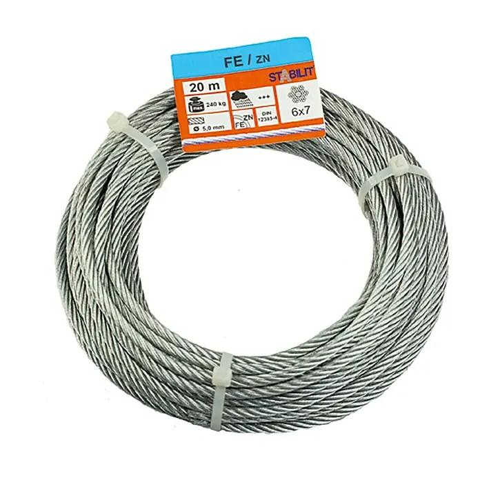 Stabilit Drahtseil - Ø x L: 5 mm x 20 m, Belastbarkeit: 240 kg, Stahl - Vorderansicht