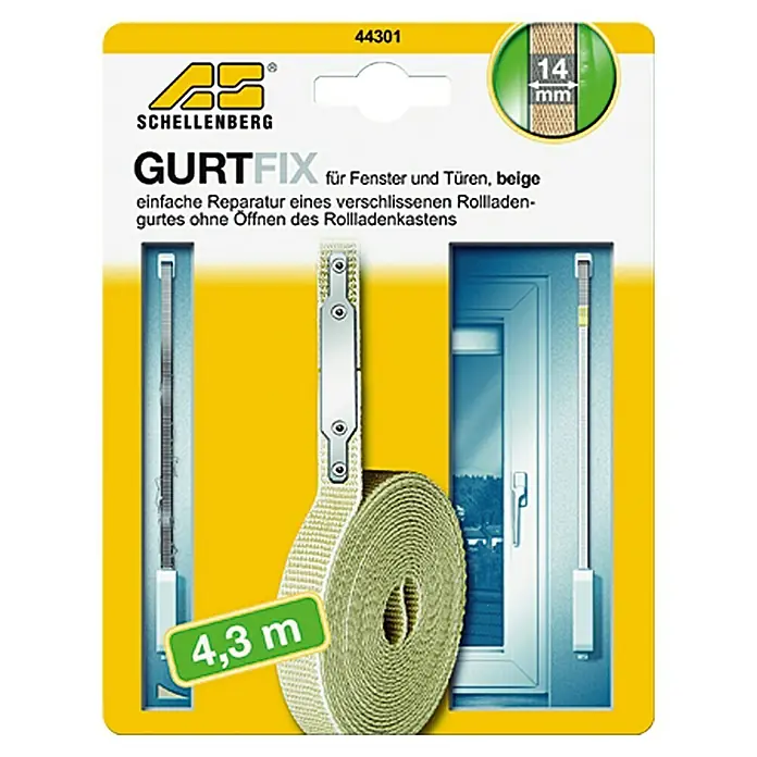 Schellenberg Cinta Fix 44301 - Largo: 4,3 m, Anchura de la correa: 14 mm, Beige