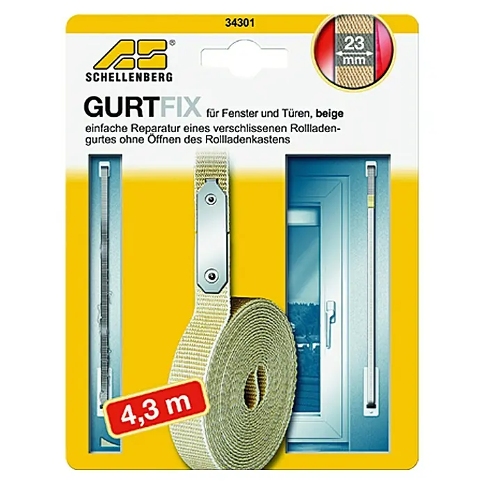 Schellenberg Cinta Fix 34301 - Largo: 4,3 m, Anchura de la correa: 23 mm, Beige