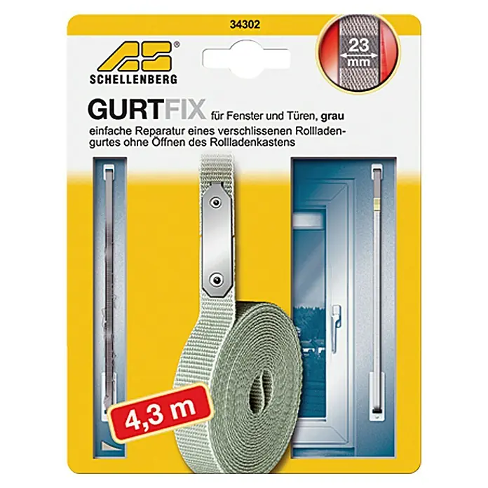Schellenberg Cinta Fix - Largo: 4,3 cm, Anchura de la correa: 23 mm, Gris