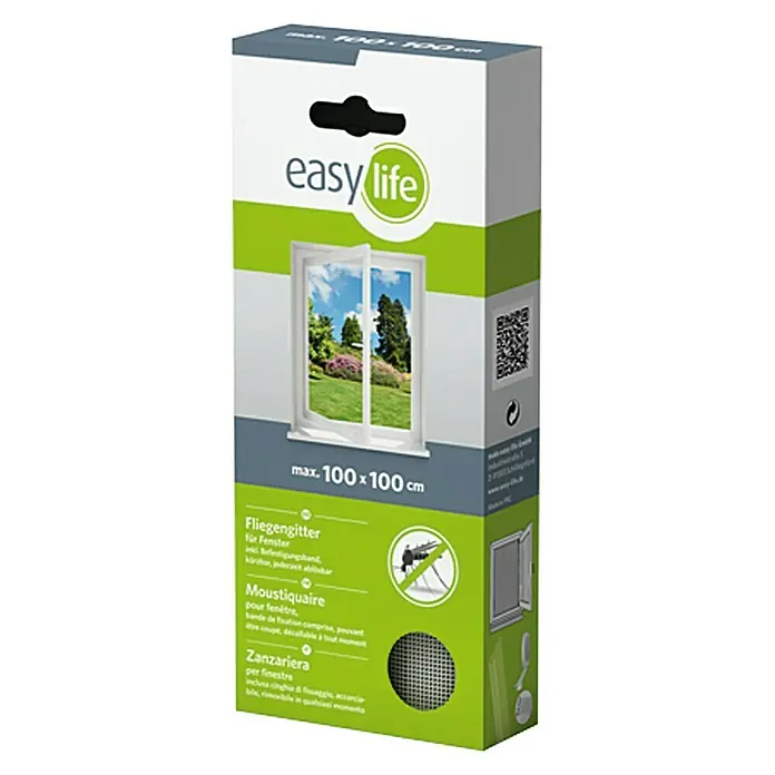 Easy Life Elastic Mrežica za zaštitu od insekata - 130 x 150 cm, Boja tkanine: Antracit, Pričvršćivanje čičkom