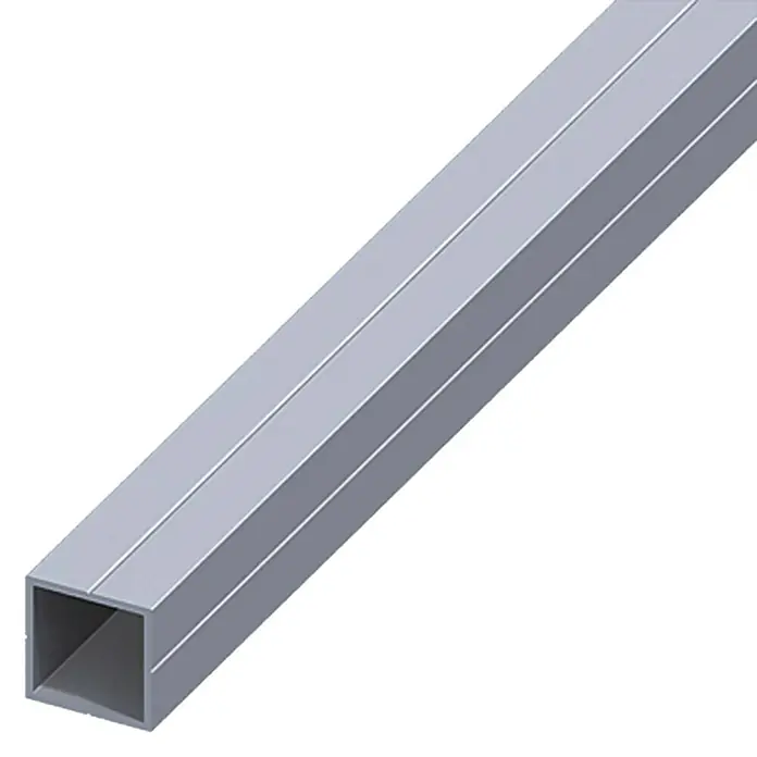 Kantoflex Quadratrohr - 1.000 x 23,5 x 23,5 mm, Aluminium, Grau, Bohr-Kennrille - Linke Seitenansicht