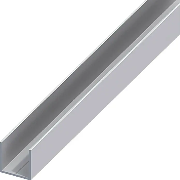 Kantoflex Quadrat-U-Profil - 1.000 x 23,5 x 23,5 mm, Stärke: 1,5 mm, Aluminium, Eloxiert, Silber - Linke Seitenansicht