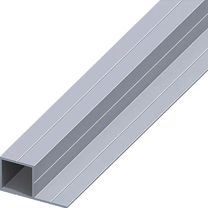 Kantoflex Quadratrohr - 2.500 x 45,5 x 23,5 mm, Stärke: 1,5 mm, Aluminium, Blank - Linke Seitenansicht