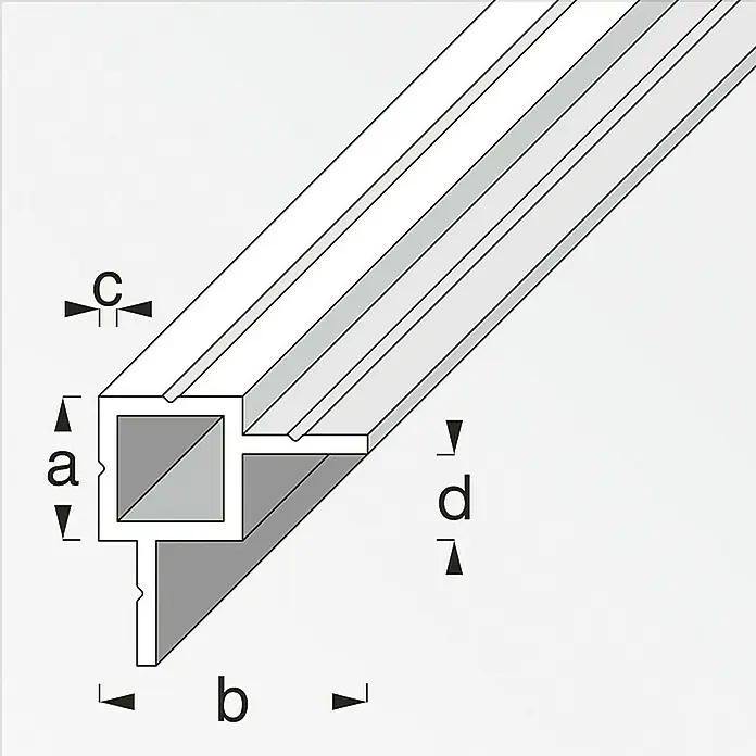 Kantoflex Quadratrohr - 1.000 mm, Stärke: 1 mm, Aluminium, Blank - Vorderansicht