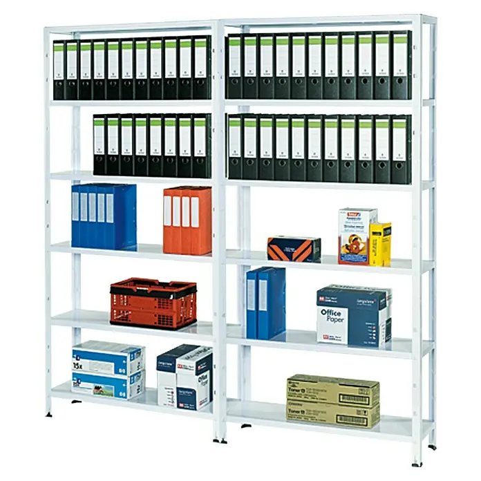 Regalux Aktenregal Office 100 - 30 x 100 x 209 cm, Traglast: 60 kg/Boden, Weiß