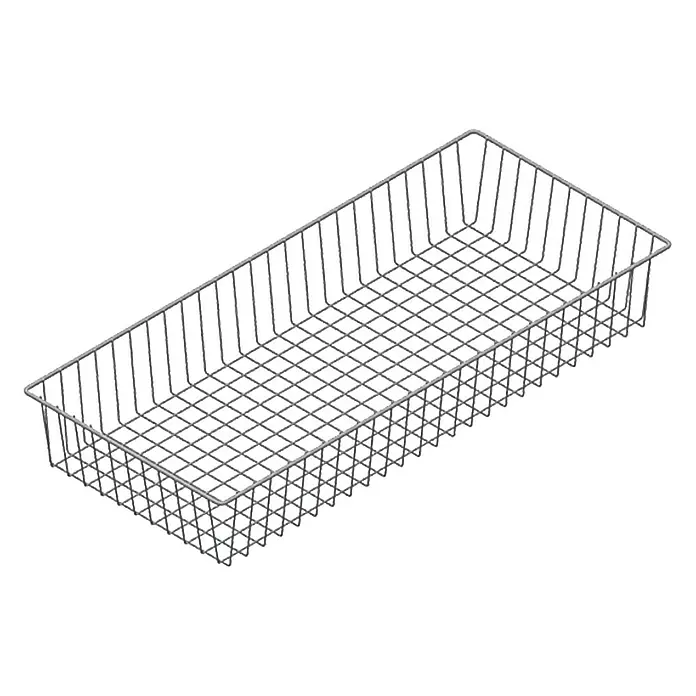 Element System Drahtkorb - 35 x 80 cm, Weiß/Aluminium, Geeignet für: Schiene Classic Raster 32 - Vorderansicht
