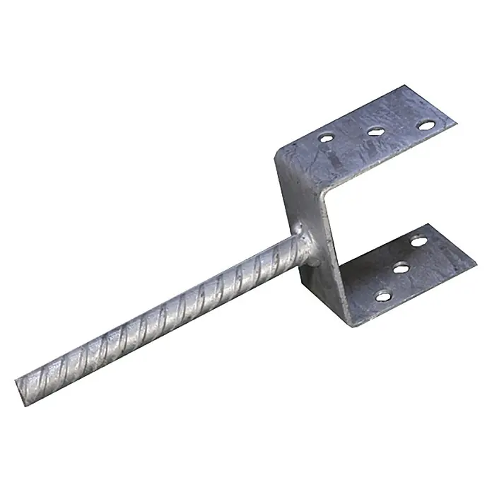 Stabilit Leichter Stützenschuh - 60 x 71 x 100 mm, Feuerverzinkt, Stärke: 4 mm - Linke Seitenansicht