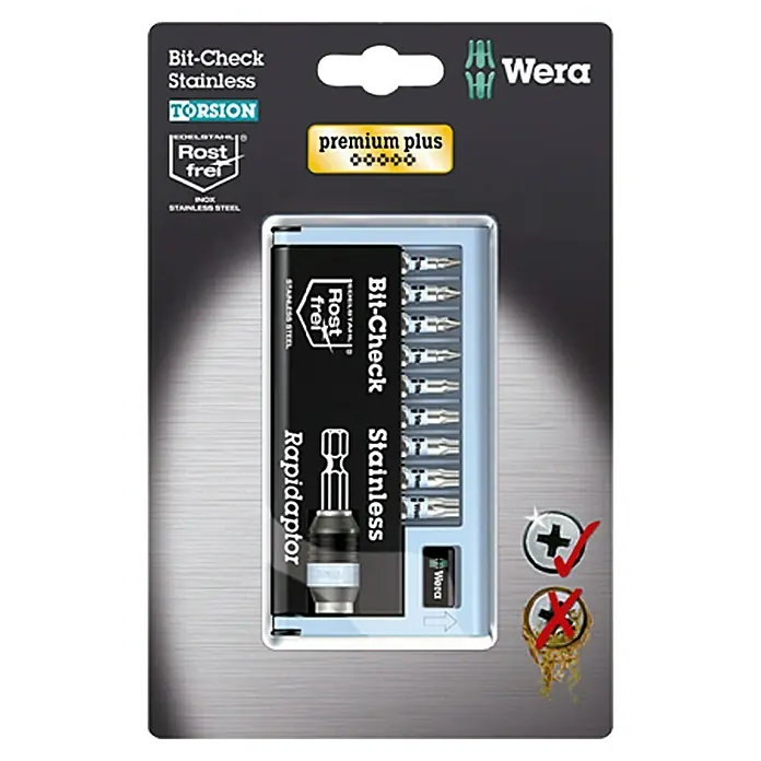Wera Premium Plus Komplet bit nastavaka BC 10/9 Stainless - 11 -dij., Magnetno