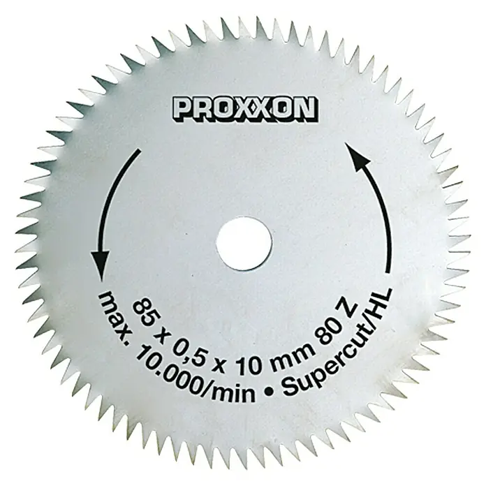 Proxxon Kreissägeblatt Super-Cut No 28731 - Durchmesser: 85 mm, Durchmesser Aufnahmebohrung: 10 mm, Chrom-Vanadium-Stahl - Vorderansicht