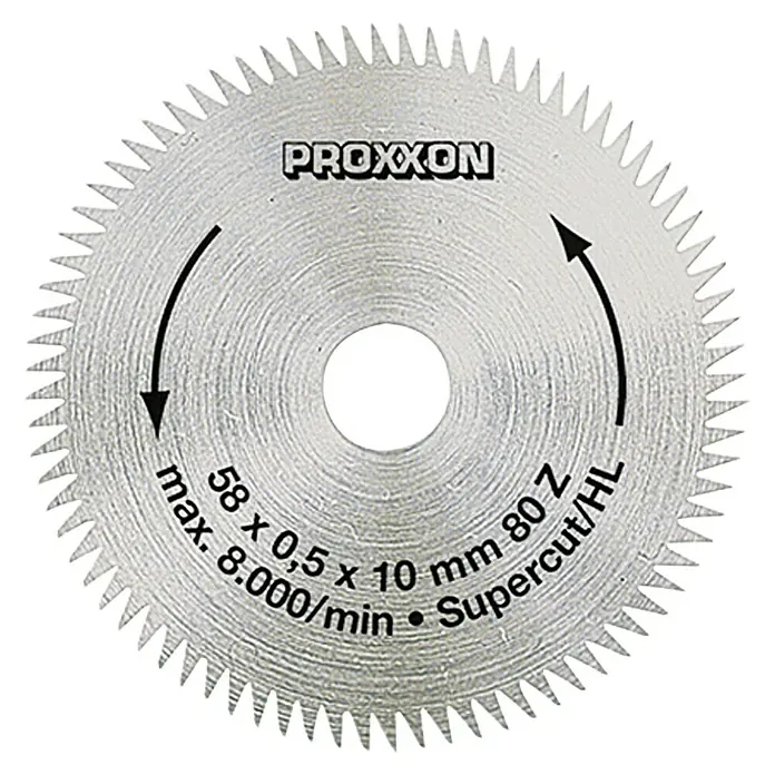 Proxxon Kreissägeblatt Super Cut No 28014 - Durchmesser: 58 mm, Durchmesser Aufnahmebohrung: 10 mm, Chrom-Vanadium-Stahl - Vorderansicht
