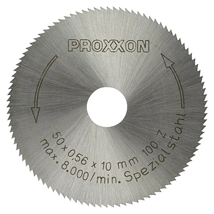 Proxxon Kreissägeblatt 28020 - Durchmesser: 50 mm, Durchmesser Aufnahmebohrung: 10 mm, Hochvergüteter Spezialstahl - Vorderansicht