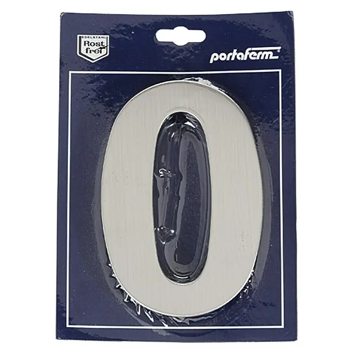 Portaferm Hausnummer 0 - Höhe: 15 cm, Edelstahl, Motiv: 0