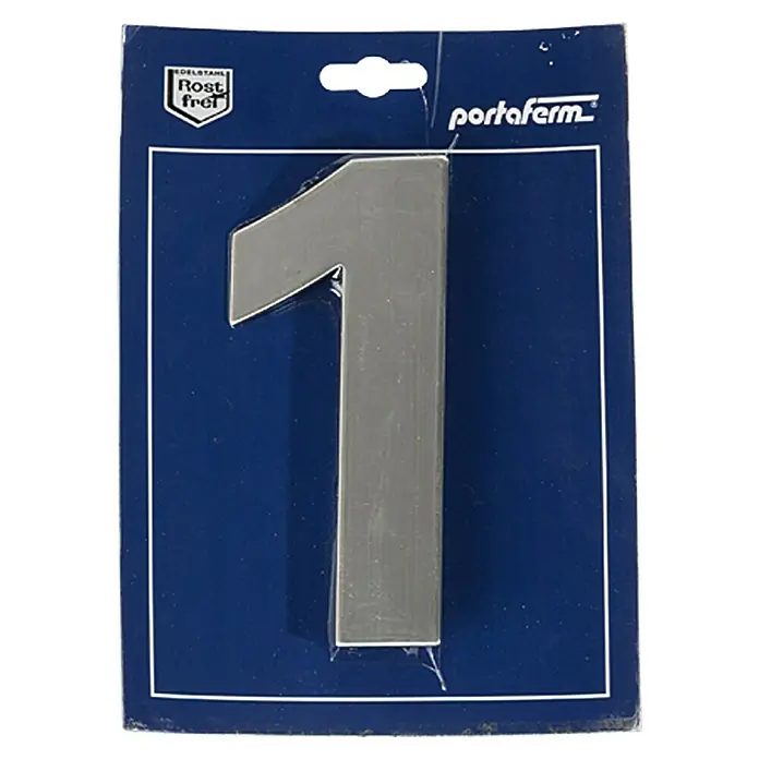 Portaferm Hausnummer 1 - Höhe: 15 cm, Edelstahl, Motiv: 1