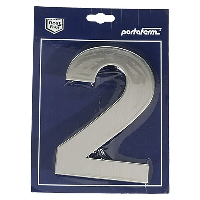 Portaferm Hausnummer 2 - Höhe: 15 cm, Edelstahl, Motiv: 2