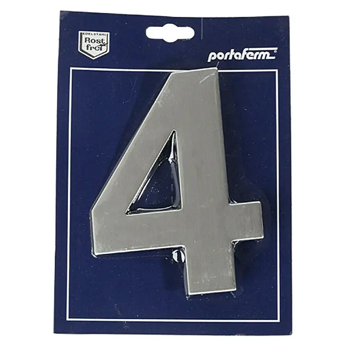 Portaferm Hausnummer 4 - Höhe: 15 cm, Edelstahl, Motiv: 4