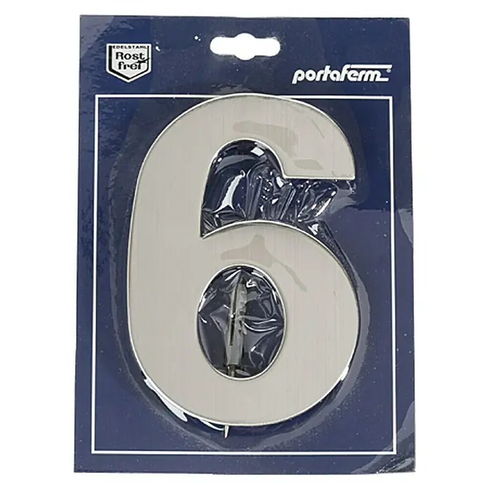 Portaferm Hausnummer 6 - Höhe: 15 cm, Edelstahl, Motiv: 6