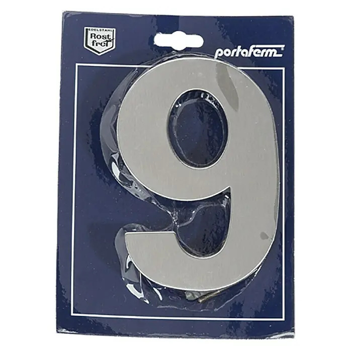 Portaferm Hausnummer 9 - Höhe: 15 cm, Edelstahl, Motiv: 9