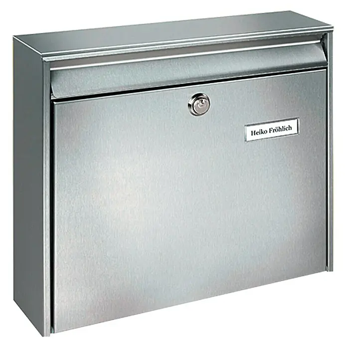 Burg-Wächter Briefkasten Borkum 3877 Ni - Edelstahl, 100 x 362 x 322 mm, Edelstahl, Format Einwurf: DIN C4, 333 x 34 mm