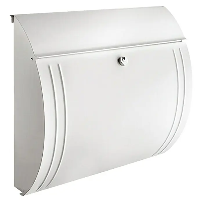 Burg-Wächter Briefkasten Modena 857 - Stahl, 360 x 127 x 335 mm, Weiß, Format Einwurf: DIN C4, 325 x 33 mm - Vorderansicht