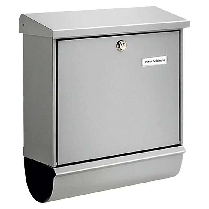 Burg-Wächter Briefkasten-Set Comfort 91300 - Stahl, 380 x 148 x 440 mm, Silber, Format Einwurf: DIN C4, 332 x 32 mm - Linke Seitenansicht