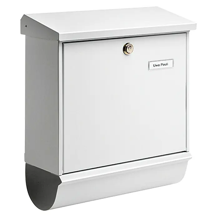 Burg-Wächter Briefkasten-Set Comfort 91300 - Stahl, 380 x 148 x 440 mm, Weiß, Format Einwurf: DIN C4, 332 x 32 mm - Linke Seitenansicht