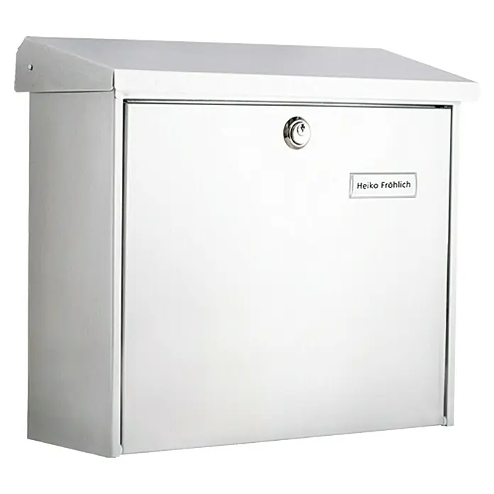 Burg-Wächter Briefkasten Comfort 913 - Stahl, 380 x 148 x 340 mm, Weiß, Format Einwurf: DIN C4, 332 x 32 mm - Linke Seitenansicht