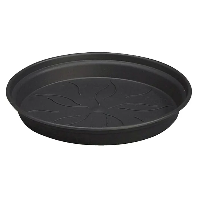 Elho Green Basics Plato redondo para maceta - Dimensiones externas (Ø x Al): 10 x 1 cm, Plástico, Negro